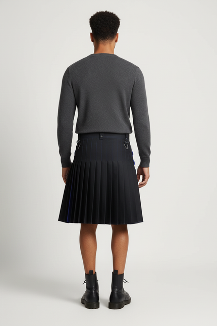 Jupe Homme Noire Et Bleue Plissée Chic