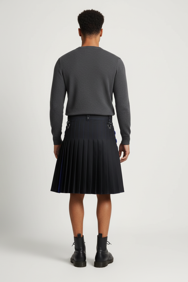 Jupe Homme Noire Et Bleue Plissée Chic