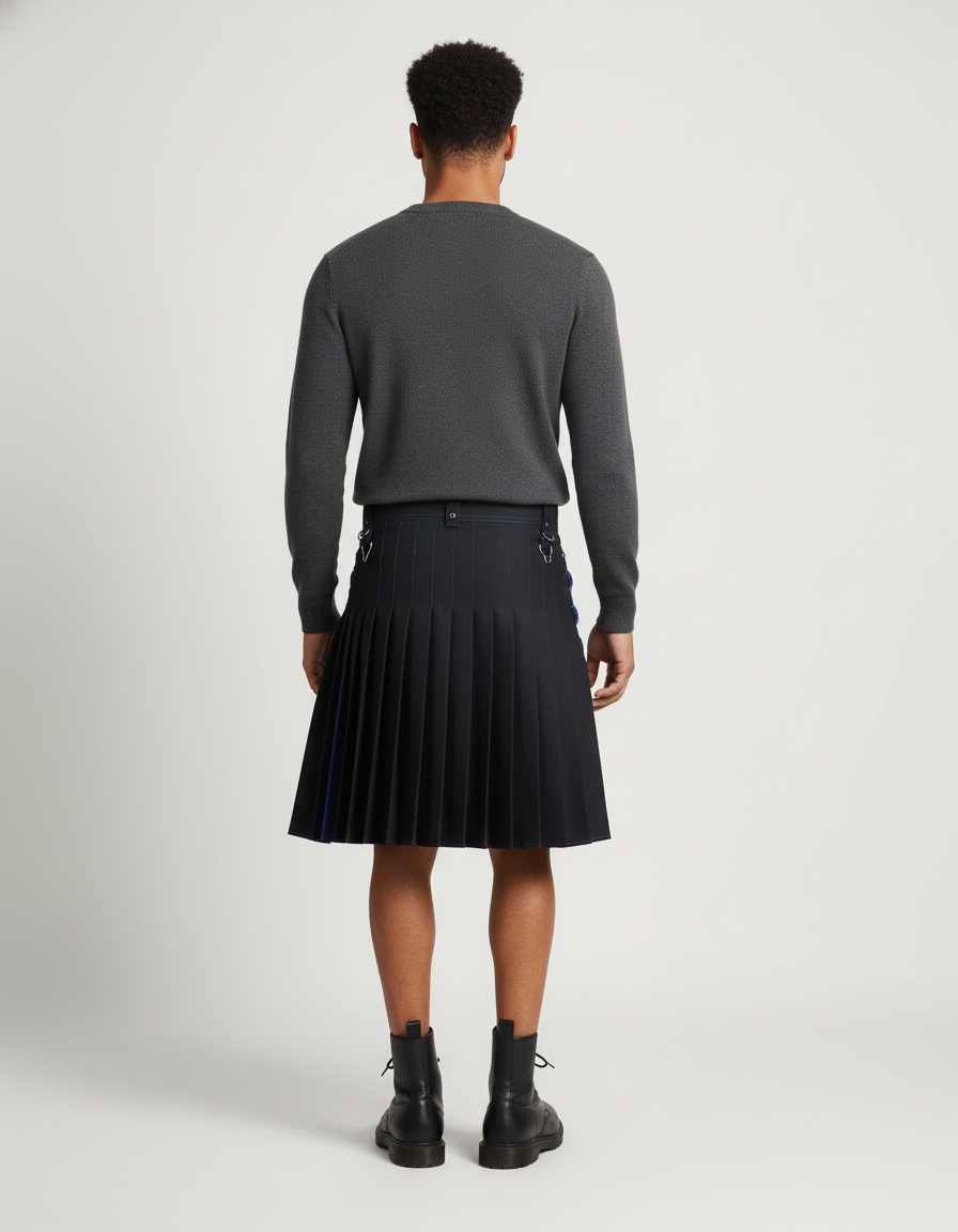 Jupe Homme Noire Et Bleue Plissée Chic