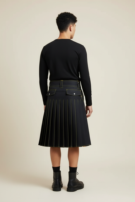Jupe Homme Noir Et Jaune Kilt Chic