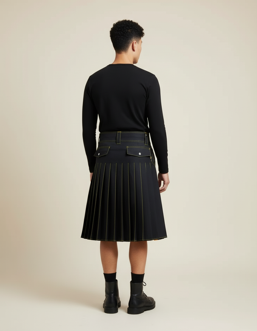 Jupe Homme Noir Et Jaune Kilt Chic