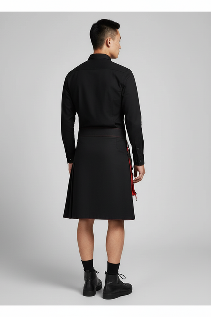 Jupe Homme Noire Et Rouge Plissée