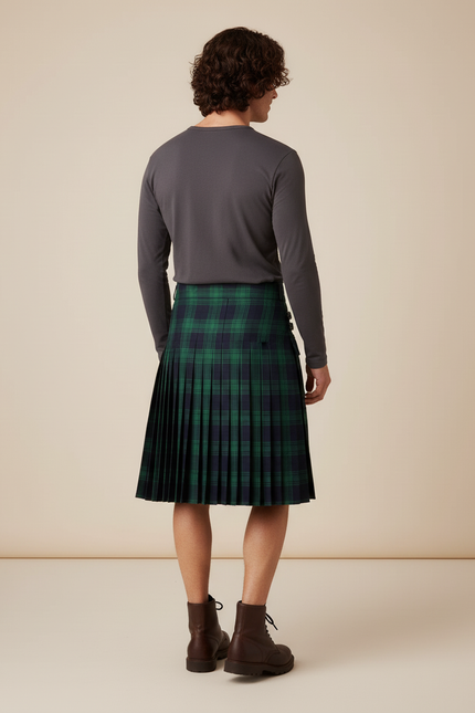 Jupe Homme Écossaise Verte Plissée