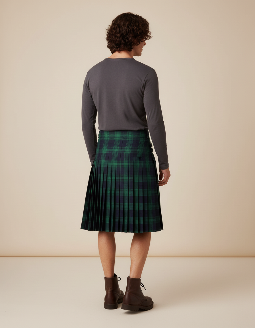 Jupe Homme Écossaise Verte Plissée