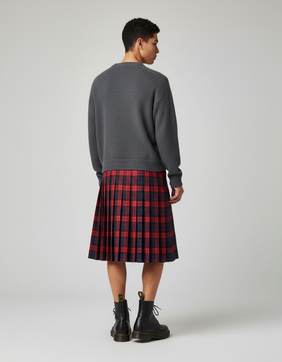 Jupe Homme Écossaise Plissée
