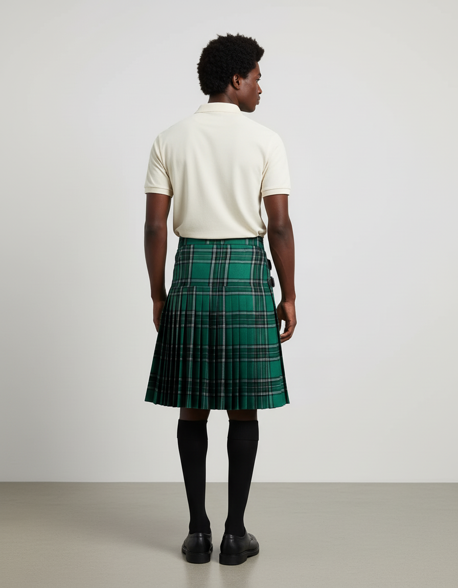 Jupe Homme Verte Écossaise Plissée