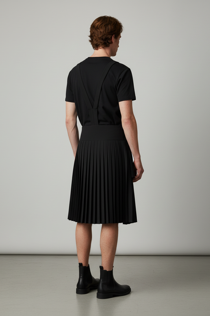 Jupe Homme Noire Plissée Asymétrique