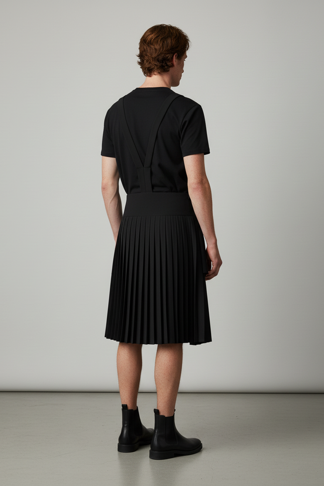 Jupe Homme Noire Plissée Asymétrique