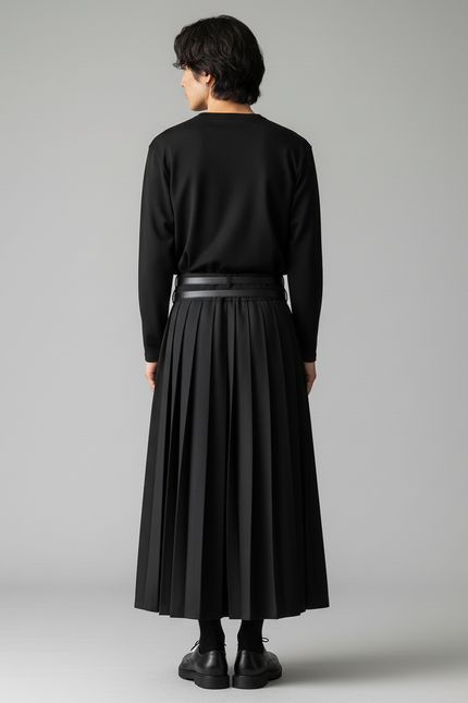 Jupe Homme Noire Plissée Élégante Habillée