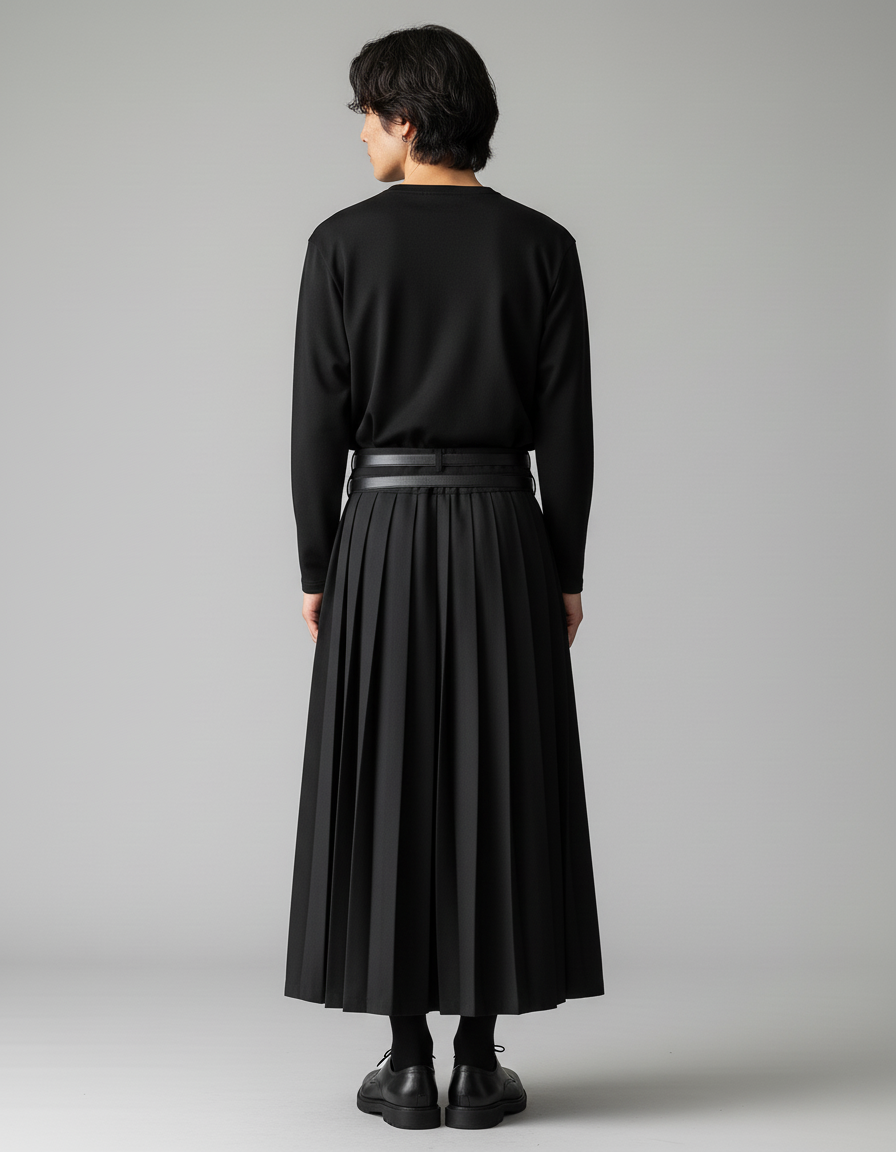 Jupe Homme Noire Plissée Élégante Habillée