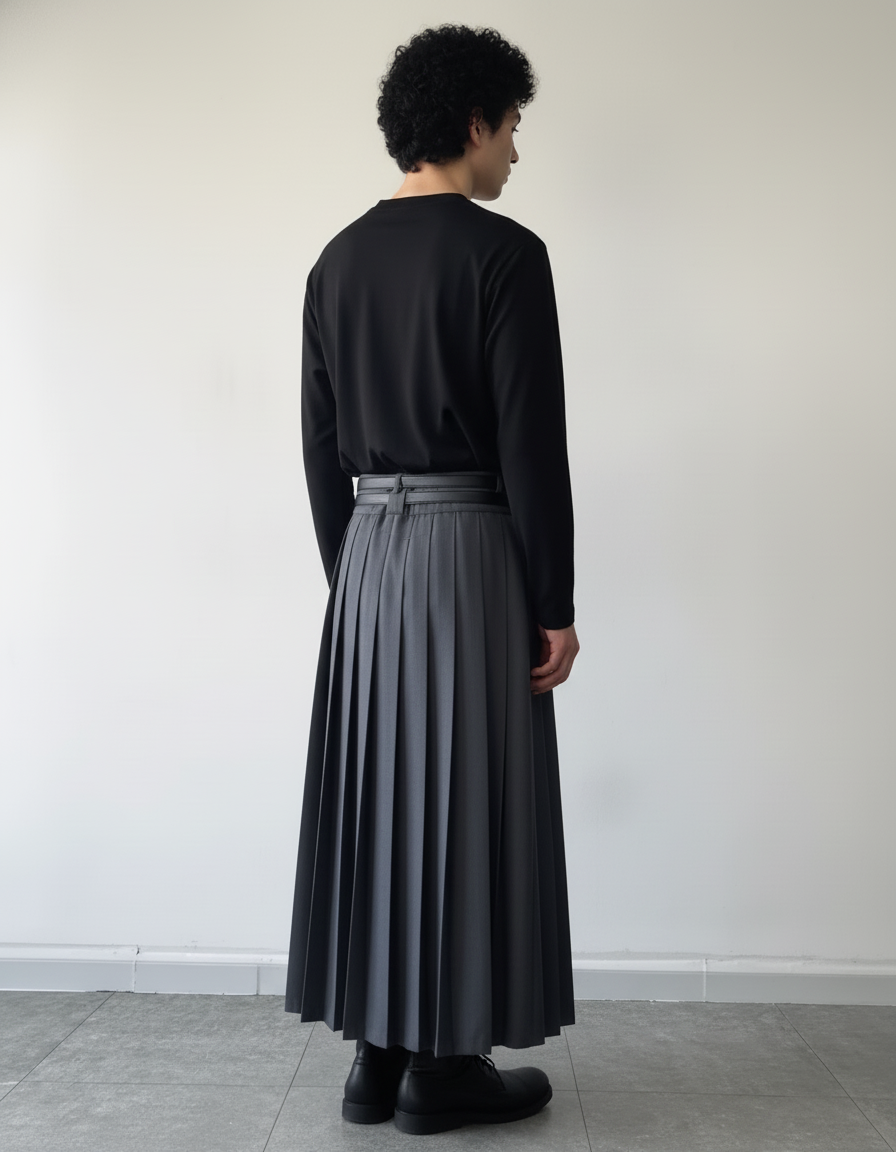 Jupe Homme Grise Plissée Harajuku