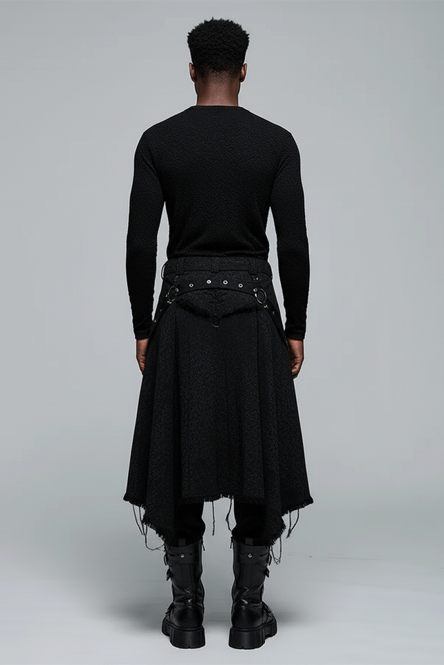 Jupe Homme Noire Texturée Gothique Élégante