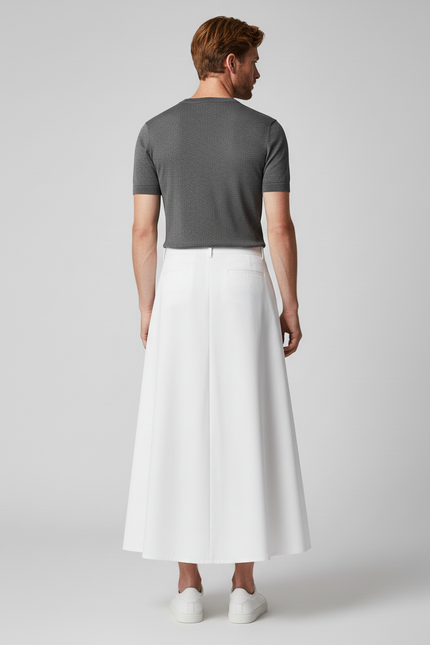 Jupe Homme Blanche Plissée Fluide