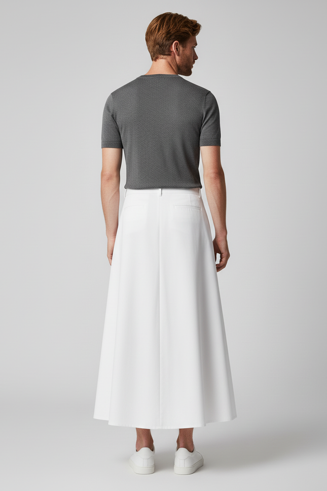 Jupe Homme Blanche Plissée Fluide