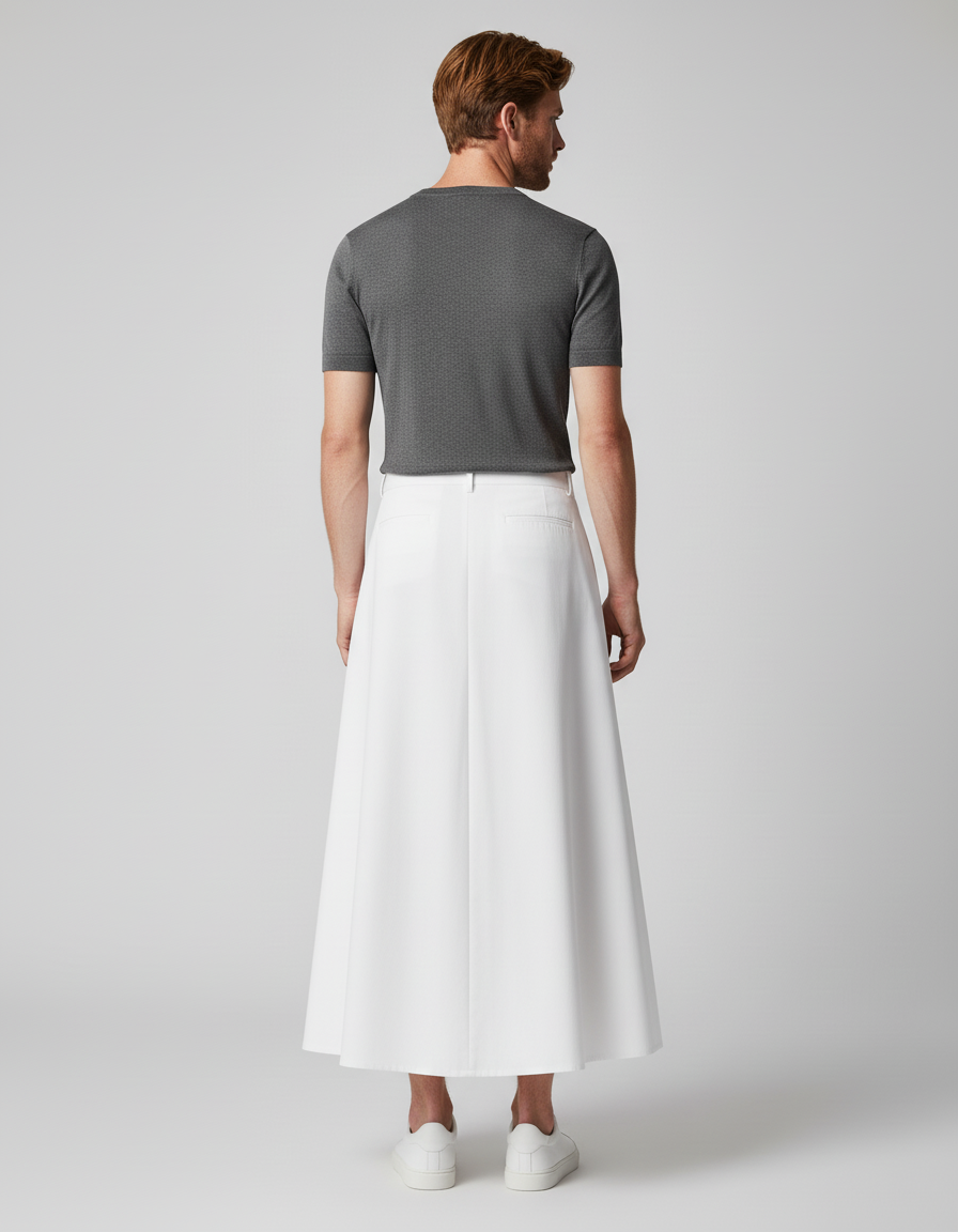Jupe Homme Blanche Plissée Fluide