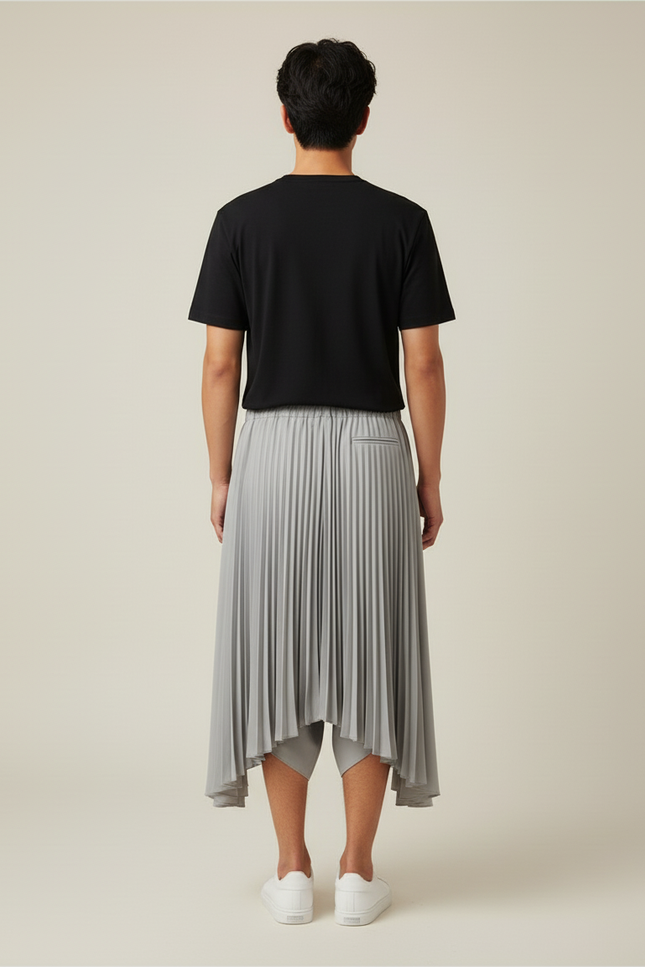 Jupe Homme Plissée Asymétrique Fluide
