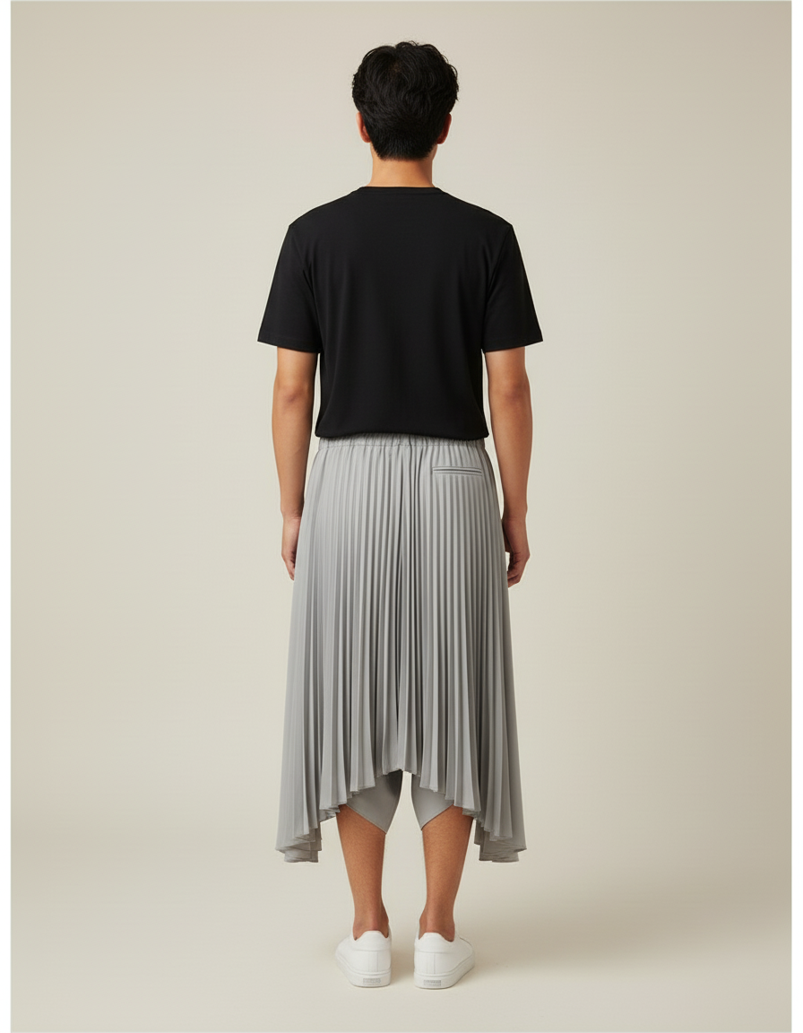 Jupe Homme Plissée Asymétrique Fluide