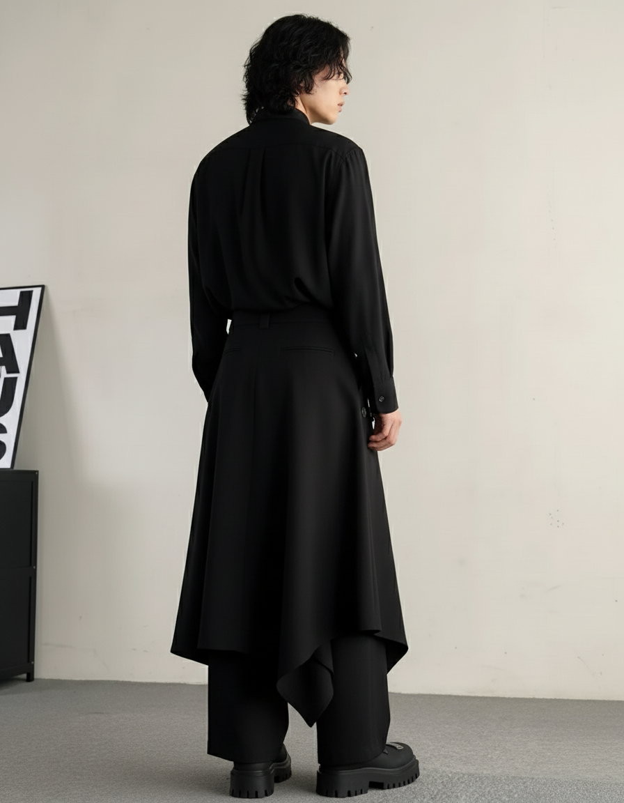 Jupe Homme Noire Asymétrique Streetwear