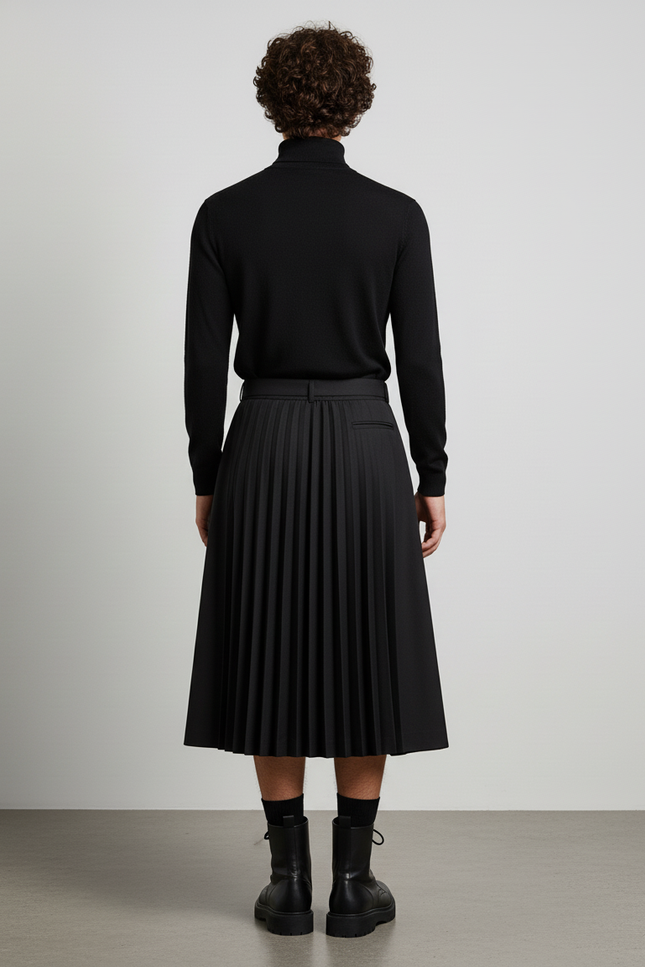 Jupe Homme Noire Plissée Décontractée Simple