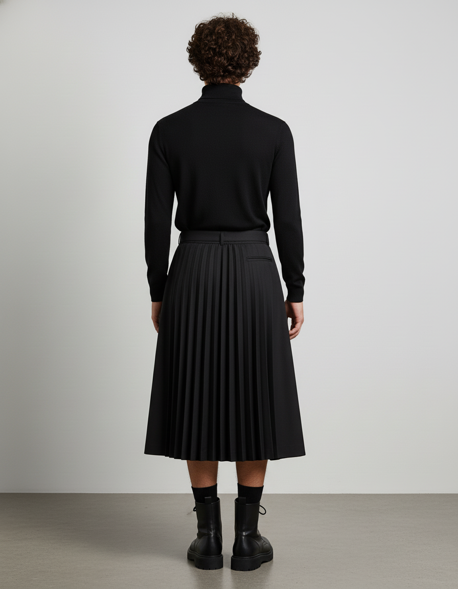 Jupe Homme Noire Plissée Décontractée Simple