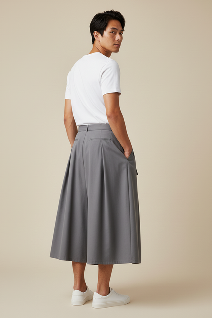 Jupe Homme Grise Plissée Décontractée