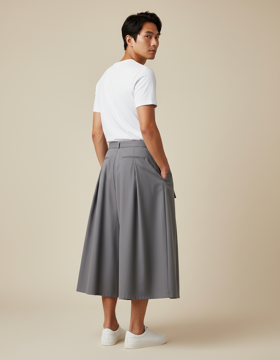 Jupe Homme Grise Plissée Décontractée