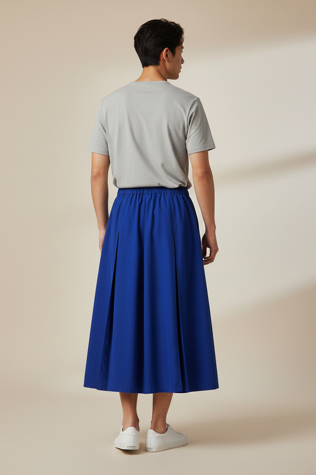Jupe Homme Bleue Plissée Décontractée