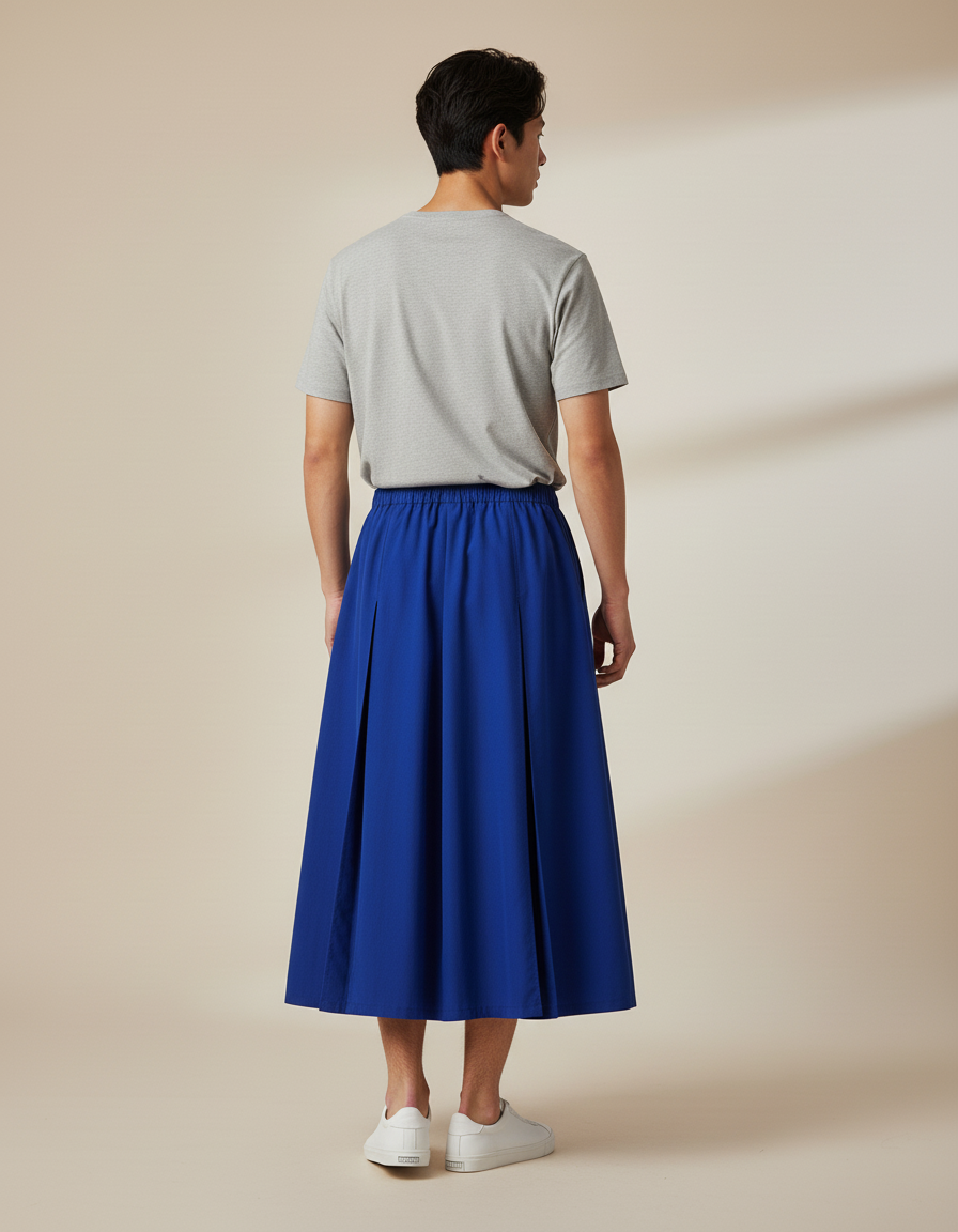 Jupe Homme Bleue Plissée Décontractée