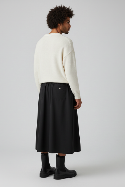 Jupe Homme Noire Irrégulière Décontractée Audacieuse