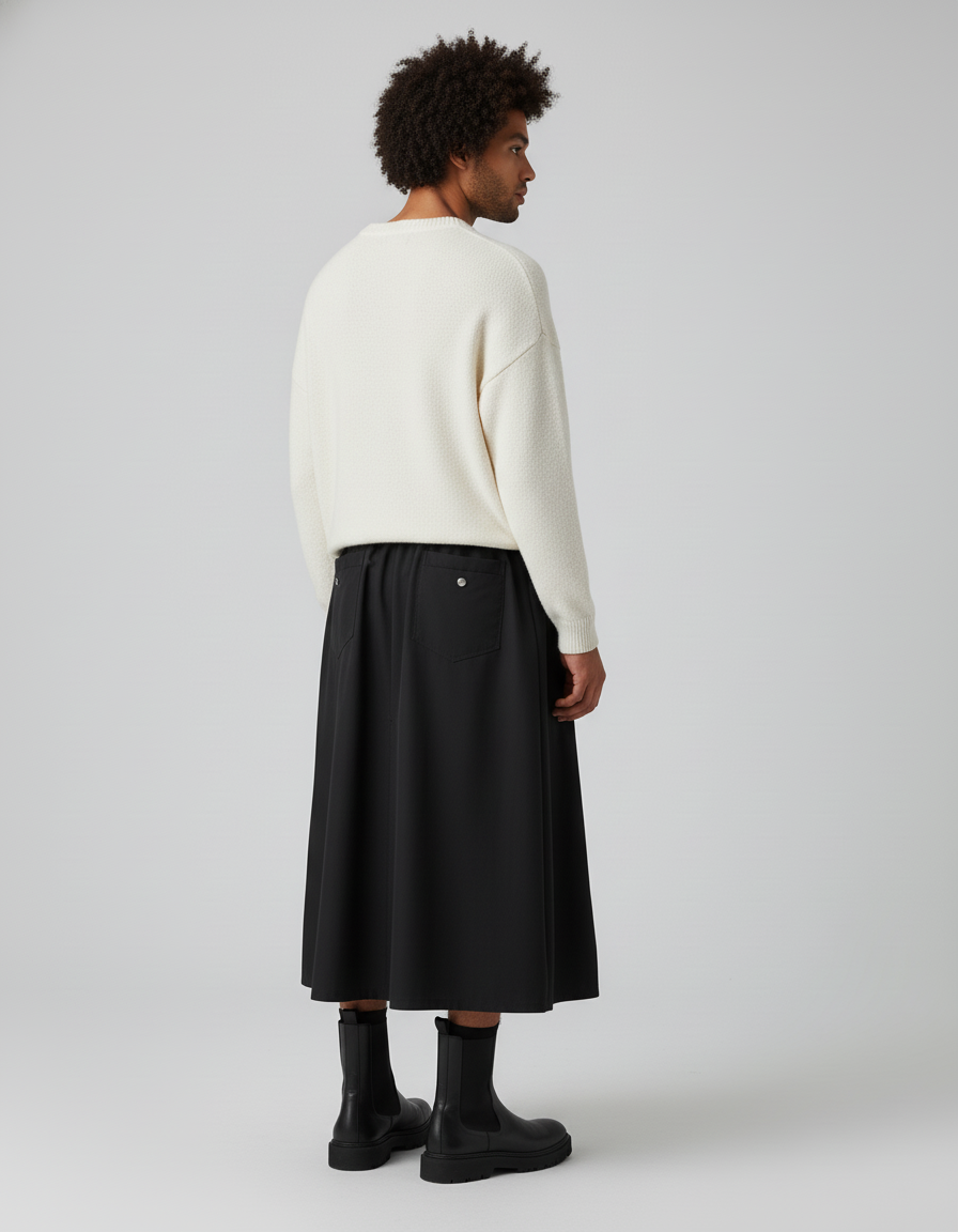 Jupe Homme Noire Irrégulière Décontractée Audacieuse