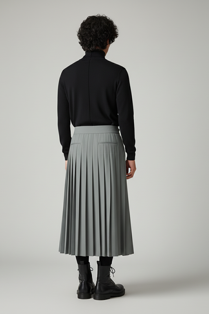 Jupe Homme Grise Plissée Décontractée Sobre