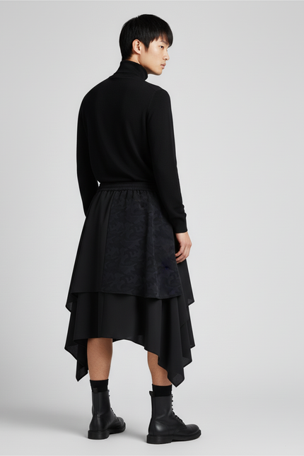 Jupe Homme Double Couche Irrégulière Élégante