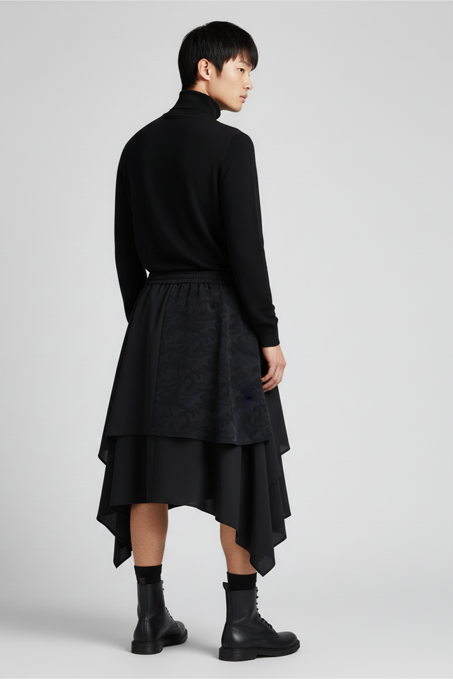 Jupe Homme Double Couche Irrégulière Élégante