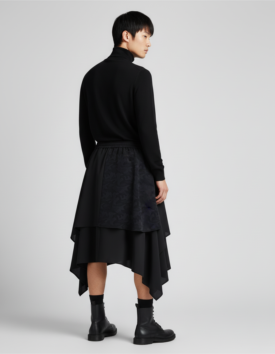 Jupe Homme Double Couche Irrégulière Élégante
