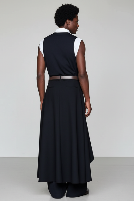 Jupe Homme Noire Asymétrique Fluide Moderne