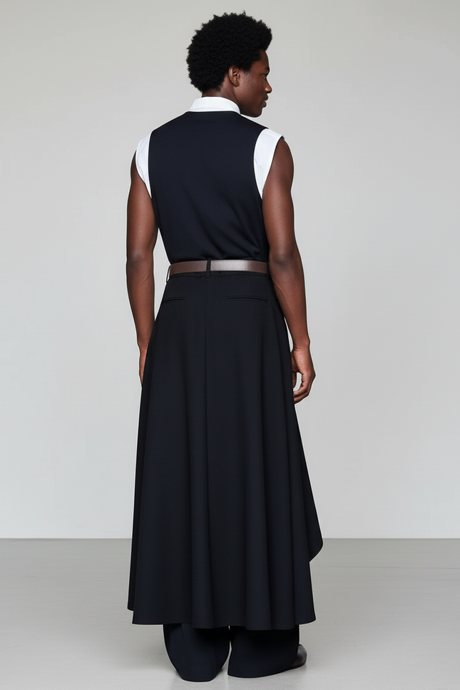 Jupe Homme Noire Asymétrique Fluide Moderne