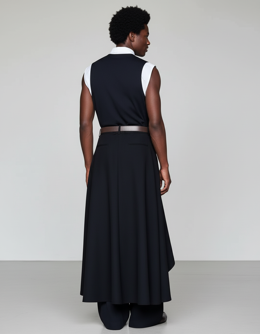 Jupe Homme Noire Asymétrique Fluide Moderne