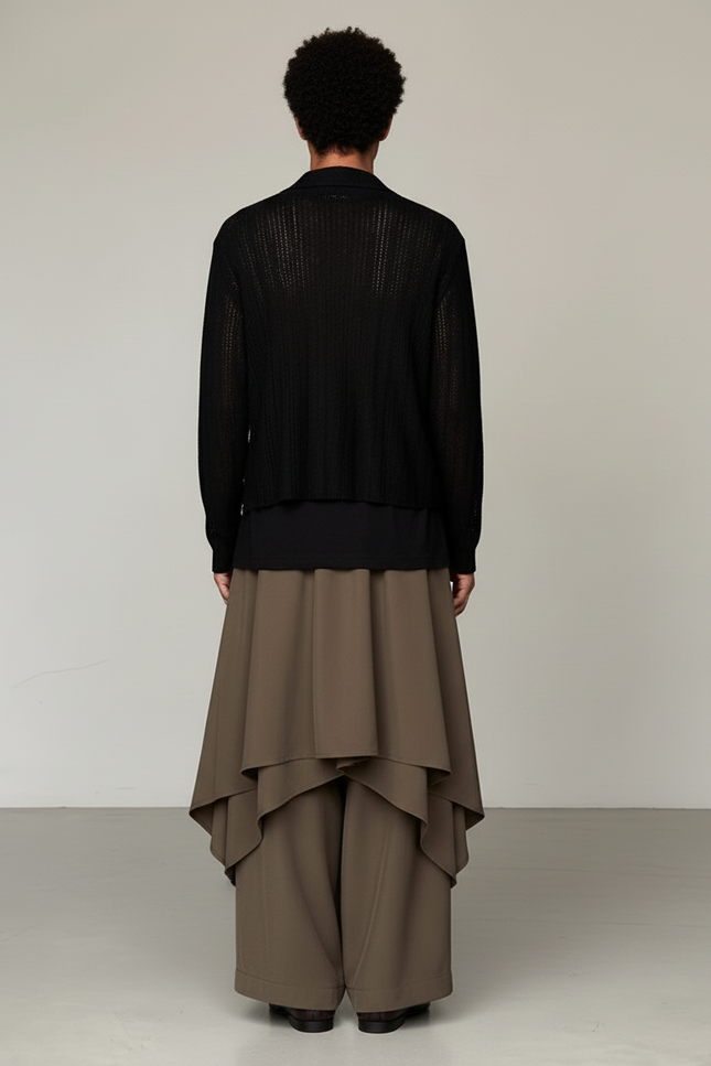 Jupe Homme Marron Irrégulière Fluide