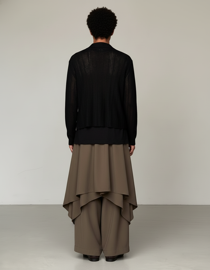 Jupe Homme Marron Irrégulière Fluide