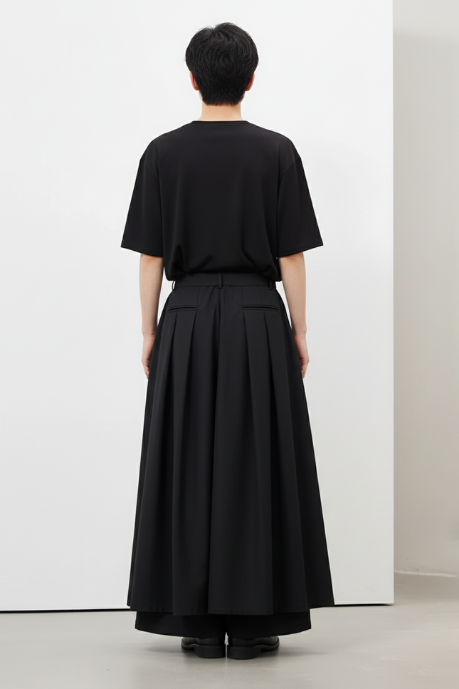 Jupe Homme Noire Double-Couche Fluide