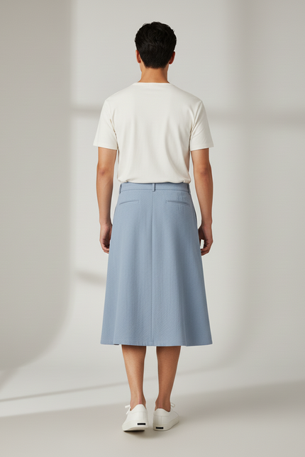 Jupe Homme Bleu Clair Zippée Décontractée