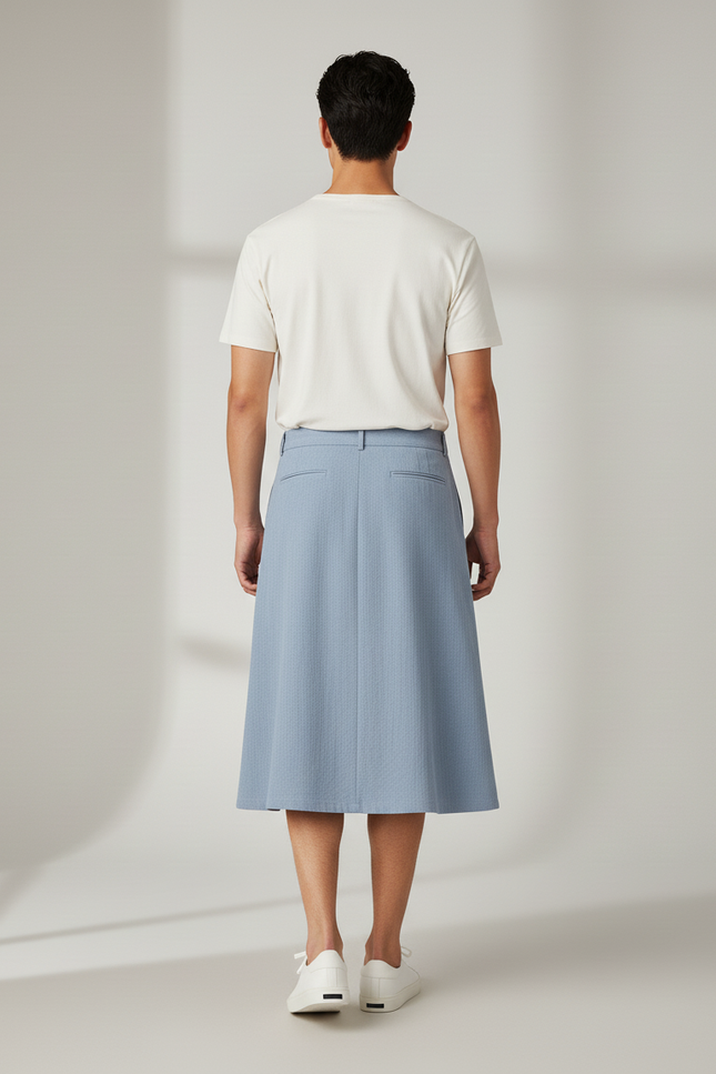 Jupe Homme Bleu Clair Zippée Décontractée