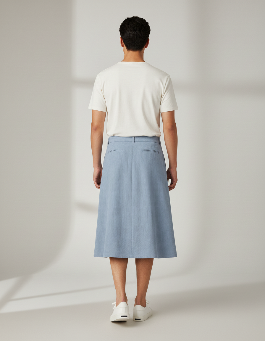 Jupe Homme Bleu Clair Zippée Décontractée