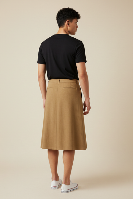 Jupe Homme Camel Zippée Décontractée