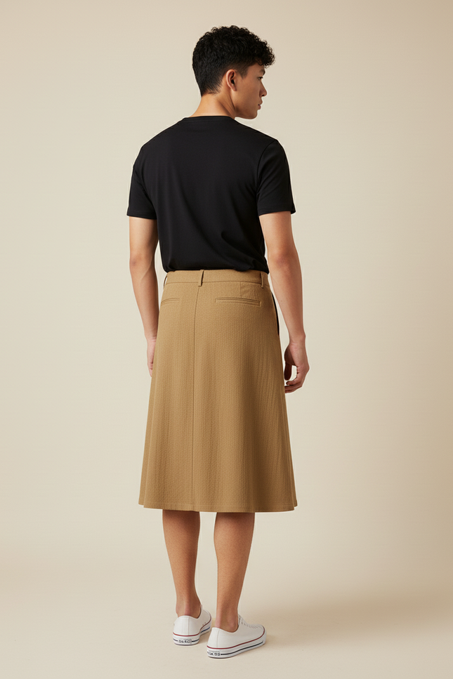 Jupe Homme Camel Zippée Décontractée