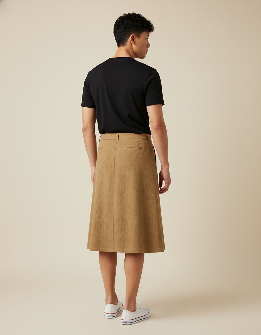 Jupe Homme Camel Zippée Décontractée