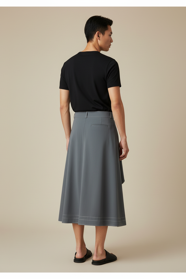 Jupe Homme Grise Asymétrique Décontractée