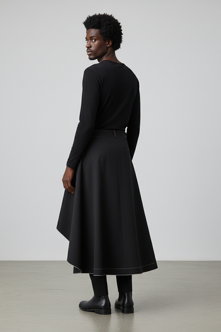 Jupe Homme Noire Asymétrique Chic Minimaliste