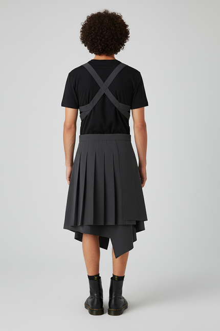 Jupe Homme Asymétrique Plissée Décontractée