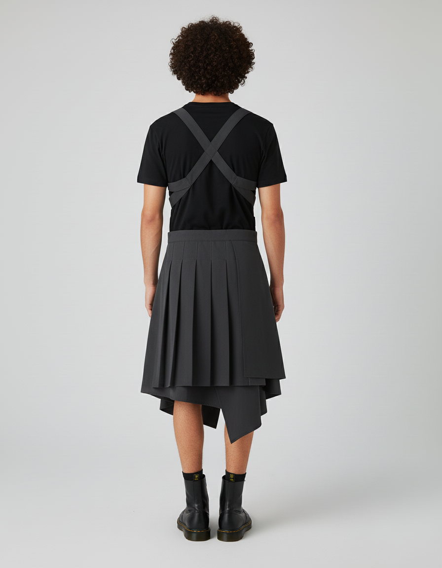 Jupe Homme Asymétrique Plissée Décontractée